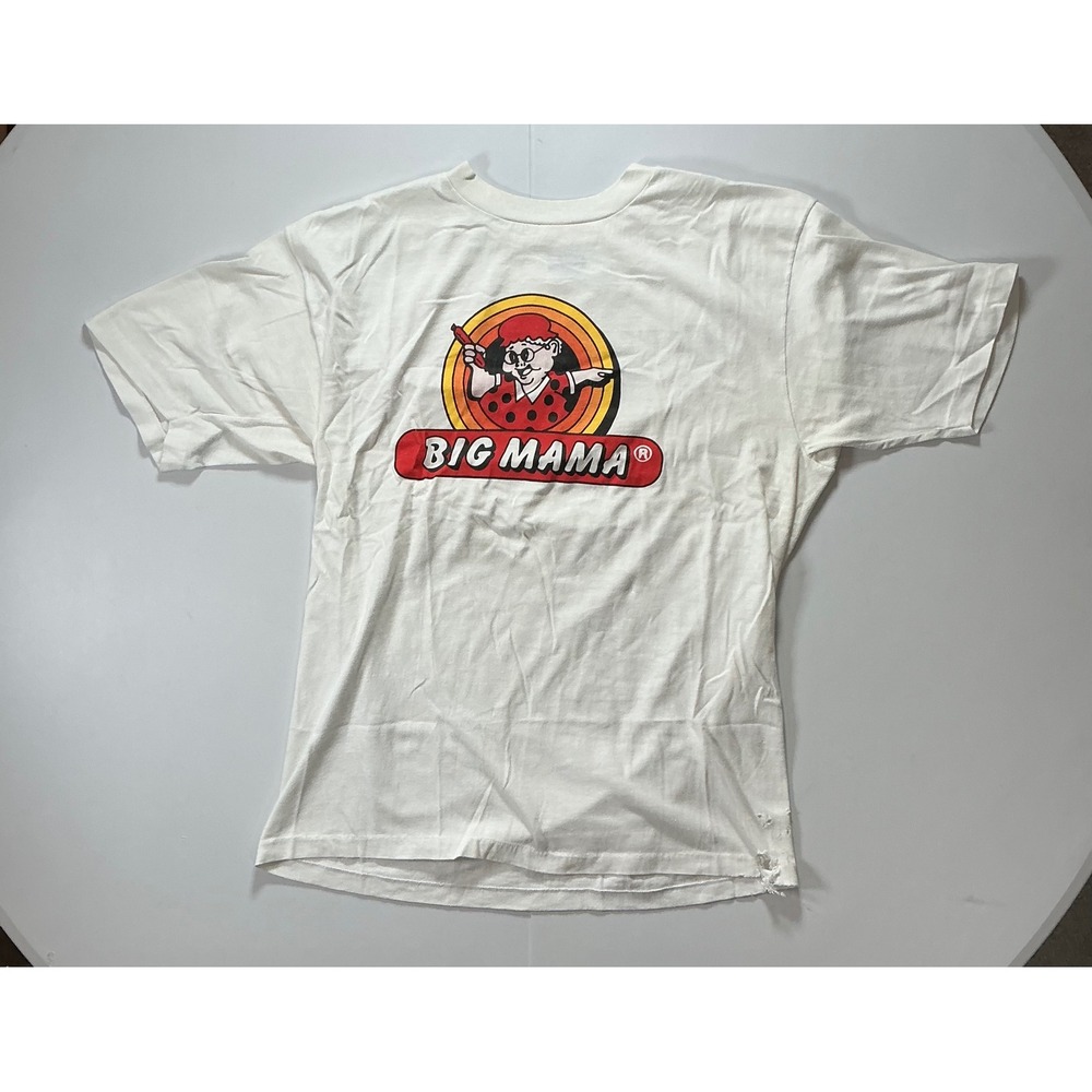 VTG 80s USA Made Single Stitch Big Mama Promo T Shirt Mens XL White Distressed